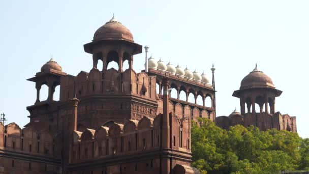 Zoom Tiro Una Torre Roja Fortaleza Viejo Delhi India — Vídeos de Stock