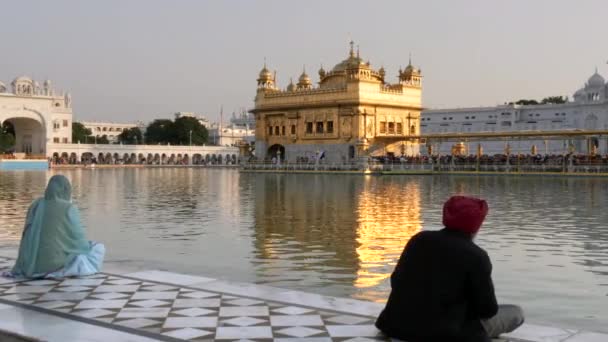 Zooma Gyllene Tempel Och Sikh Dyrkare Amritsar India — Stockvideo