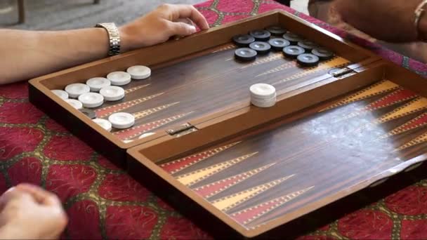 Primer Plano Juego Backgammon Que Juega Estambul Pavo — Vídeos de Stock