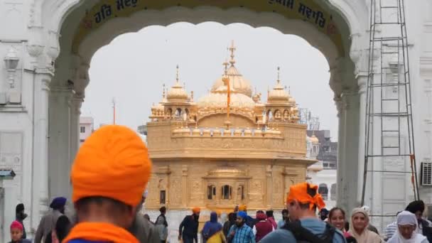 阿姆斯特丹 2019年3月18日 60P在印度Amritsar的金殿入口拱门拍摄 — 图库视频影像