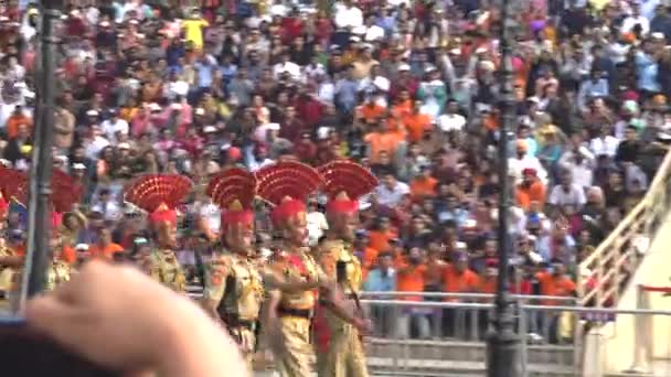 Amritsar India Marzo 2019 Inseguimento Dei Soldati Che Marciano Verso — Video Stock