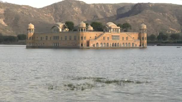 Vista Tarde Palácio Lago Jal Mahal Jaipur Índia — Vídeo de Stock