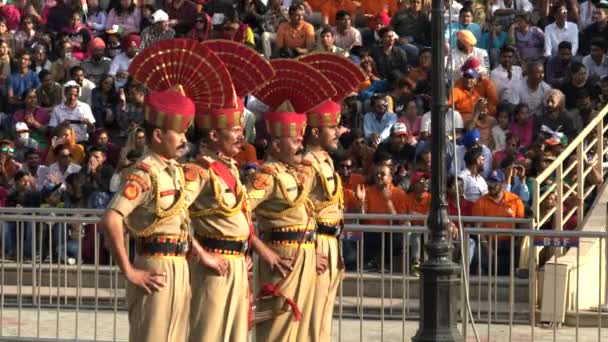 Amritsar India Marts 2019 Fire Soldater Parade Afslutningsceremonien Ved Wagahgrænsen – Stock-video