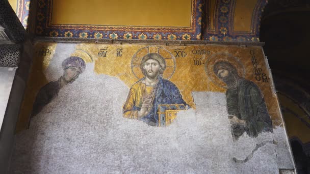 Istanbul Turchia Maggio 2019 Murale Cristo Giovanni Battista Vergine Maria — Video Stock