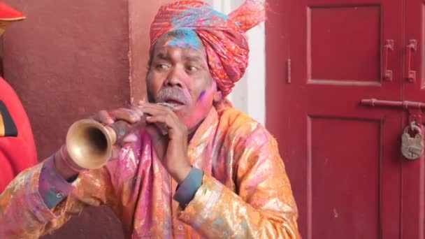 Jaipur India Március 2019 Slow Motion Clip Egy Indiai Zenész — Stock videók