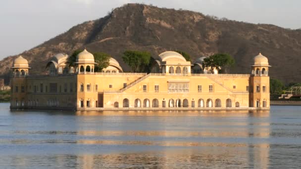 Perto Jal Mahal Palácio Água Lago Homem Sagar Jaipur Índia — Vídeo de Stock