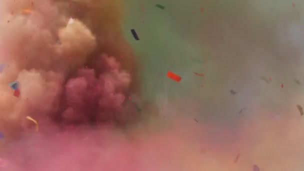 Jaipur Hindistan Daki Holi Kutlamalarında Yavaş Çekimde Renkli Toz Patlaması — Stok video