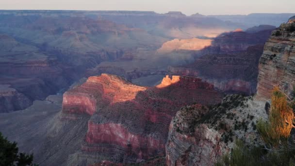 Pán Grand Canyon Részben Világít Lenyugvó Nap Hopi Pont Grand — Stock videók
