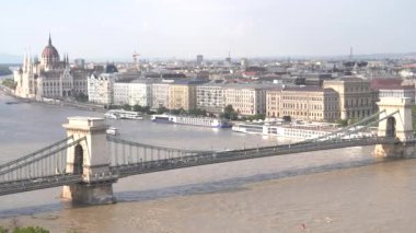 Budapeşte 'deki Buda Kalesi' nden Macaristan parlamentosunun solunda.