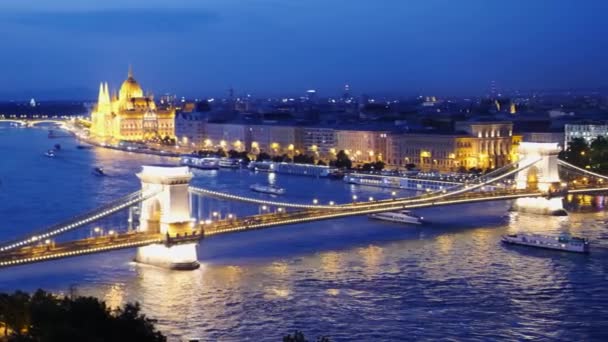 Buda Kalesi Nden Tuna Nehri Nden Budapeşte Nin Hungary Şehrinden — Stok video