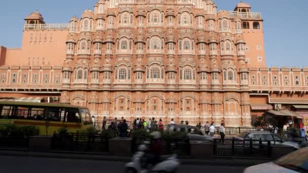 Jaipur India Mars 2019 Ett Förmiddagsklipp Från Gatunivå Hawa Mahal — Stockvideo