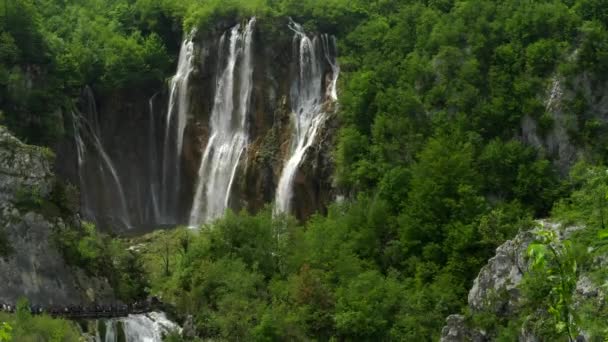 Close Tilt Clip Veliki Slap Waterfall Plitvice Lakes National Park — Stock Video