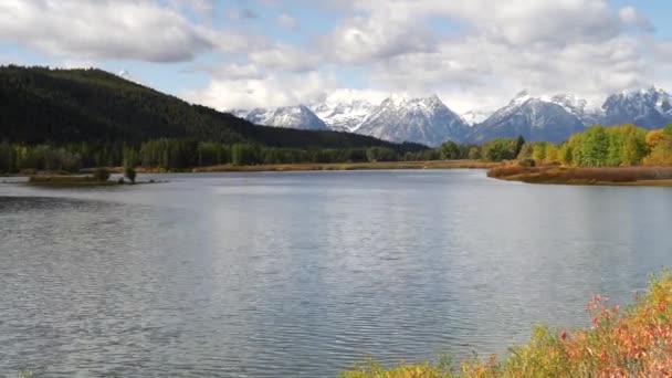 Autunno Mattina Padella Curva Oxbow Nel Grande Parco Nazionale Teton — Video Stock