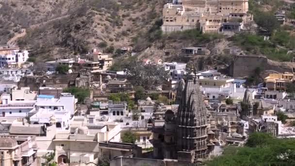 Döntse Fel Kapcsot Ganesh Templom Badrinath Templom Amer Fort Jaipur — Stock videók