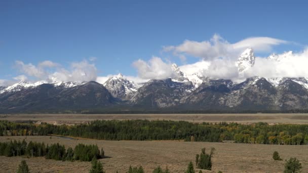 Nagy Teton Serpenyőben Őszi Hóvihar Után Nagy Teton Nemzeti Park — Stock videók