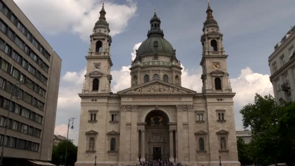 Vue Façade Extérieure Basilique Catholique Romaine Stephens Budapest Hongrie — Video