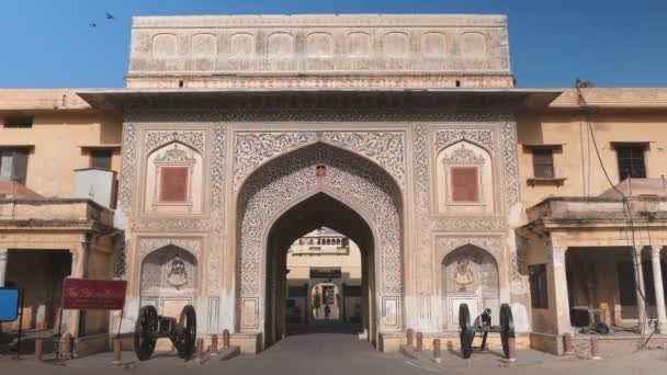 Jaipur India Března 2019 Široký Záběr Vstupní Bránu Městského Paláce — Stock video