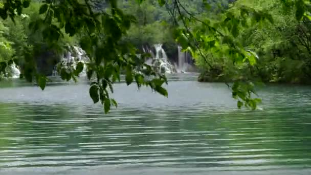 Multi Eixo Steadicam Gimbal Revelar Tipo Tiro Cachoeiras Lago Plitvice — Vídeo de Stock