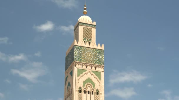 Afsluiting Van Hassan Moskeeën Minaret Casablanca Morroco — Stockvideo