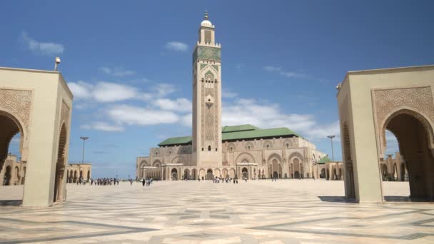 Tiro Matinal Mesquita Hassan Portões Entrada Casablanca Morroco — Vídeo de Stock