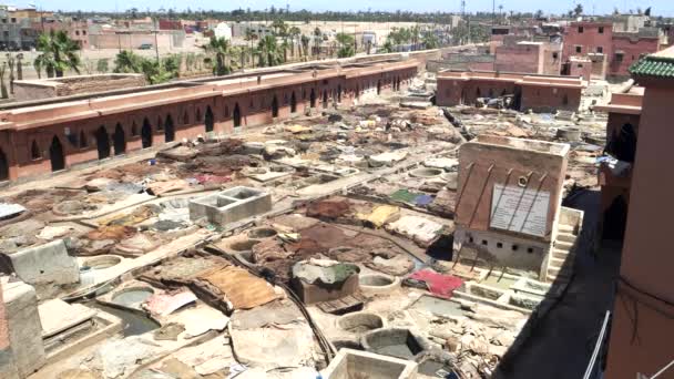 High Angle View Ancient Tannery Marrakesh Morroco — Stock Video