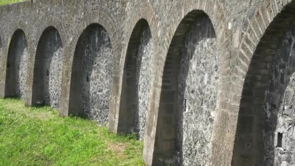 Pompei Deki Antik Roma Taş Duvarının Tepesi Napoli Talya Yakınlarındaki — Stok video