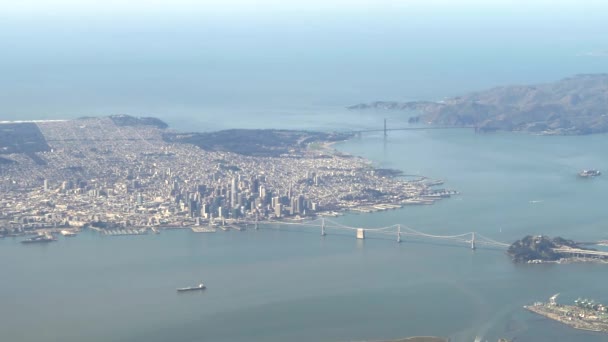 Vista Aérea Bahía San Francisco Sus Principales Puentes Norte California — Vídeo de stock