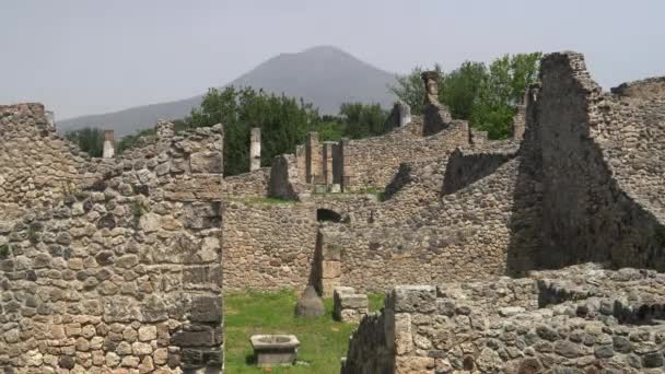 Murs Ruines Construction Pompéi Avec Vésuve Loin Près Naples Italie — Video