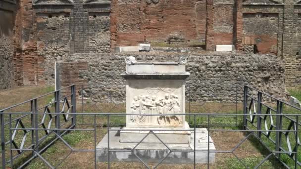 Zoom Altar Mármol Templo Vespasian Las Ruinas Pompeya Cerca Naples — Vídeos de Stock