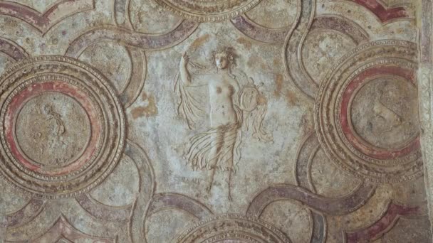 Bas Relief Woman Bath House Ceiling Pompeii Ruins Naples Italy — Stock Video