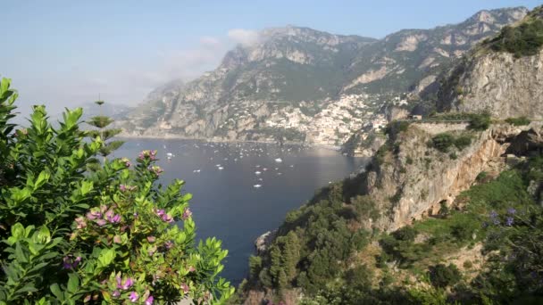 Summer Morning Long Shot Village Positano Amalfi Coast Southern Italy — Stock Video