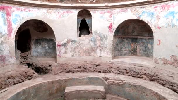 Εστίασε Στα Αντρικά Ρωμαϊκά Λουτρά Στα Ερείπια Του Πομπέι Κοντά — Αρχείο Βίντεο