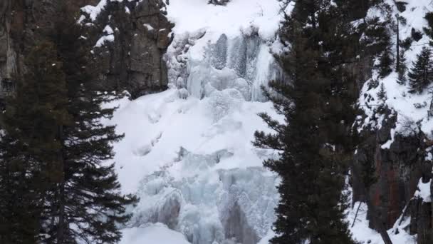 몬타나 미국의 옐로스톤 공원에서 부분적으로 냉동되지 폭포의 — 비디오