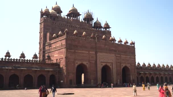 Hindistan Agria Yakınlarındaki Fatephur Sikri Deki Antik Buland Darwaza Kapısı — Stok video