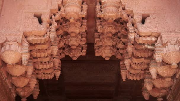 Zoom Arco Porta Ornamentado Forte Vermelho Agra Índia — Vídeo de Stock