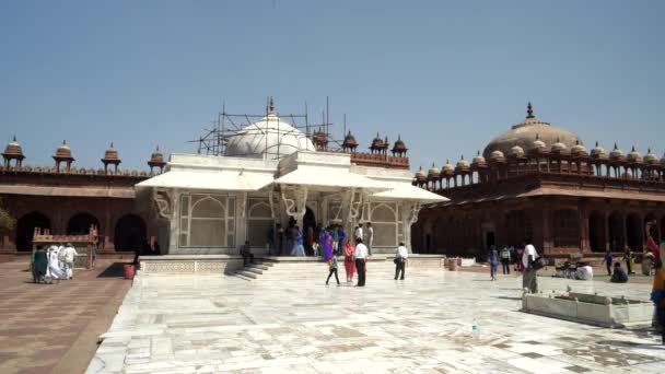 Tumba Sufi Saint Shaikh Salim Chisti Pátio Jama Masjid Fatephur — Vídeo de Stock