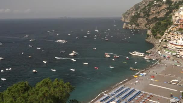 Panning Right Clip Positano Beach Summer Day Amalfi Coast Southern — Stock Video
