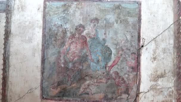 Talya Napoli Yakınlarındaki Pompeii Harabelerinde Bir Duvar Resmine Odaklan — Stok video
