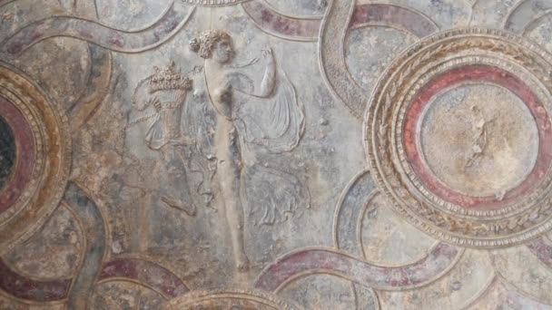 Napoli Talya Yakınlarındaki Pompeii Bir Hamam Duvarında Bir Kadının Kabartmasını — Stok video