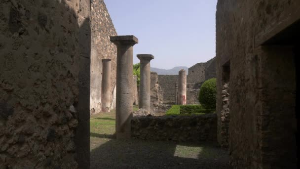 Antike Säulen Den Ruinen Von Pompeji Bei Neapel Italien — Stockvideo
