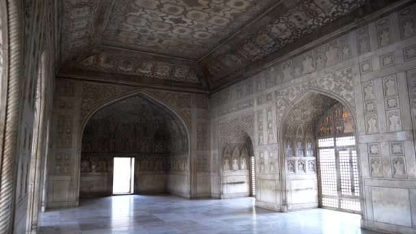 Clipe Interior Khas Mahal Palácio Forte Vermelho Agra Índia — Vídeo de Stock