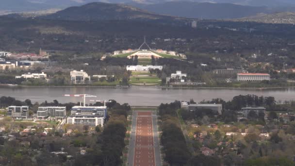 Tavaszi Reggeli Kilátás Canberra Ainslie Kilátó Ausztrál Főváros Területén Ausztráliában — Stock videók