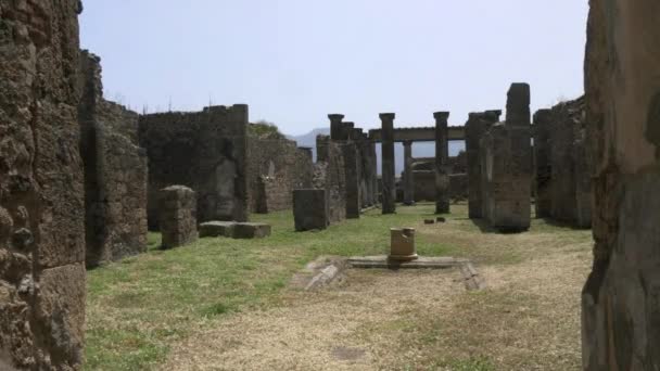 Zooma Tempelruiner Vid Pompeji Nära Naplar Italy — Stockvideo