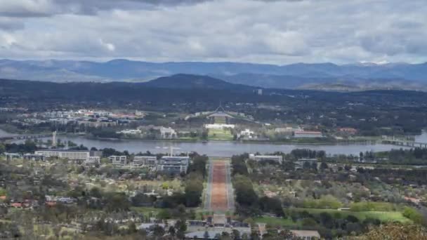 Vår Morgon Timelapse Canberra Från Ainslie Utkik Den Australiska Huvudstaden — Stockvideo