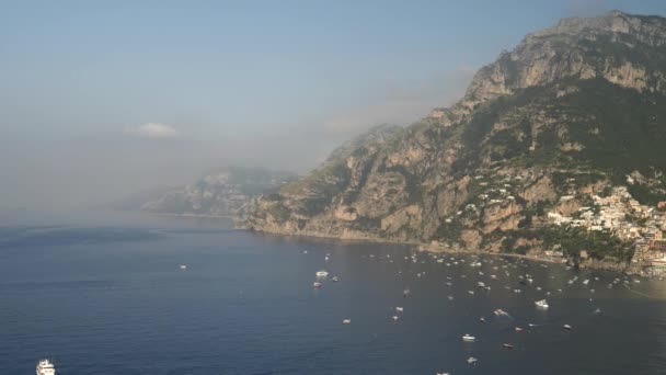 Ranní Pánev Města Positano Amalfi Pobřeží Jižní Itálii — Stock video
