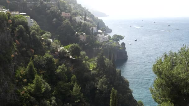 意大利南部阿玛利海岸波西塔诺陡峭悬崖的高密片断 — 图库视频影像
