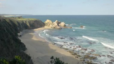 Avusturalya 'nın güney kıyısındaki Bermagui' deki Murunna Point 'in geniş açılı görüntüsü