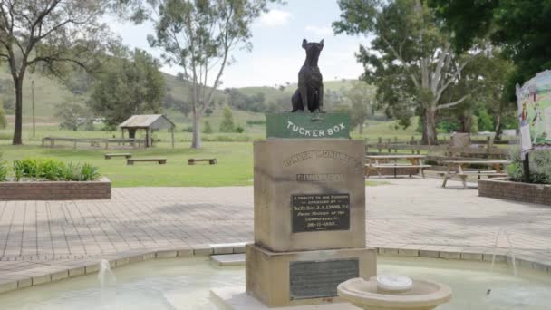 Bred Bild Den Historiska Hunden Tuckerbox Vid Gundagai Nsw Australien — Stockvideo