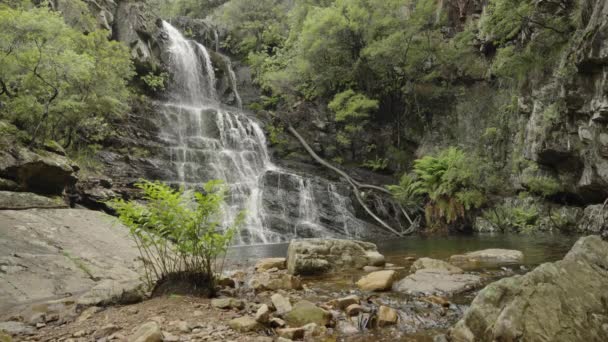 Breed Uitzicht Kalang Valt Bij Kanangra Muren Kanangra Boyd Nationaal — Stockvideo