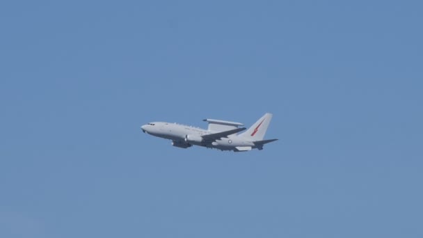 Prise Vue Ralenti Avion Raaf Wedgetail Lors Survol Centenaire Canberra — Video